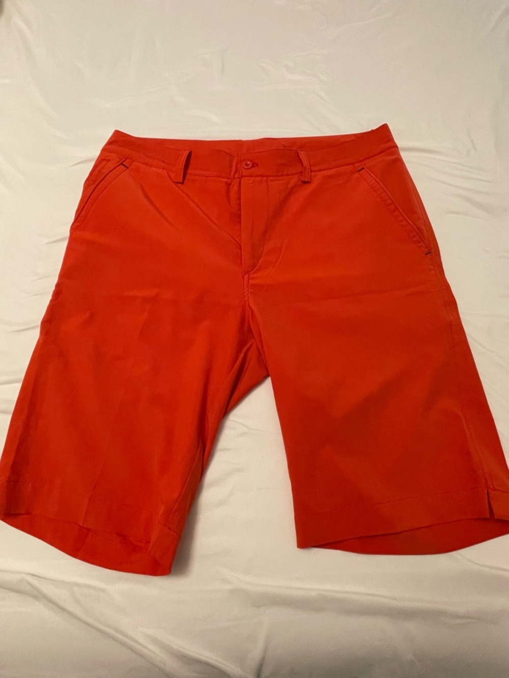 LOFT Bright Red Flat-Front Chino Shorts